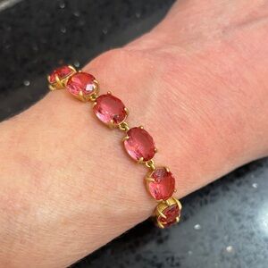 NWOT Gold-Tone Pink Crystal Tennis Bracelet - Women's Jewelry